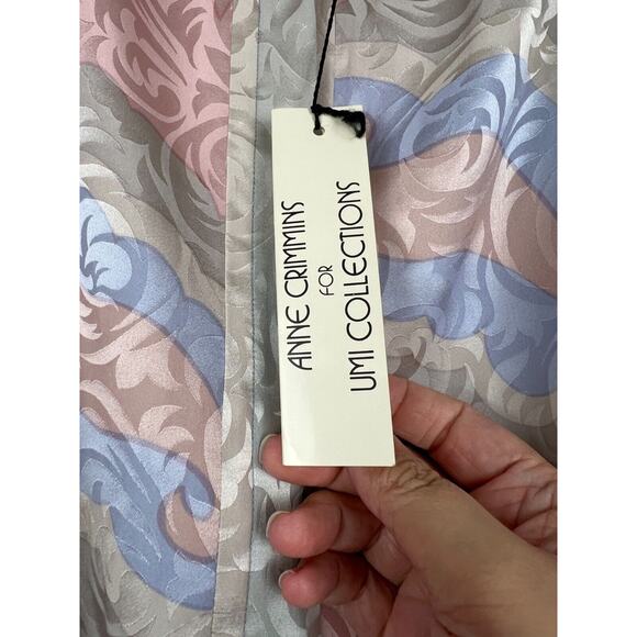 Anne Crimmins for Umi Collections 80s Silk Blouse Skirt Set Pastels Satin Sz 14 - Picture 8 of 12